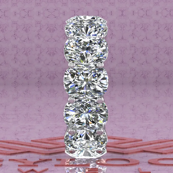 Rings Leyloon Jewelry 26 CTW Medium Cushion Cut Eternity Bands D Color Basket Moissanite Ring