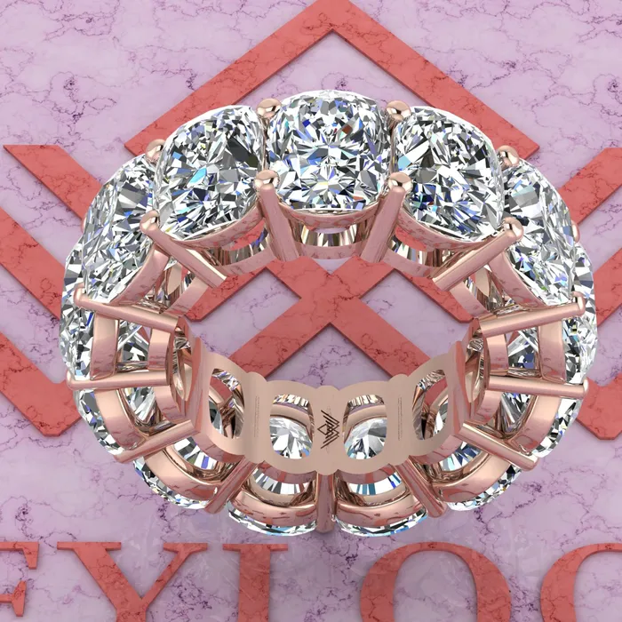Rings Leyloon Jewelry 26 CTW Medium Cushion Cut Eternity Bands D Color Basket Moissanite Ring