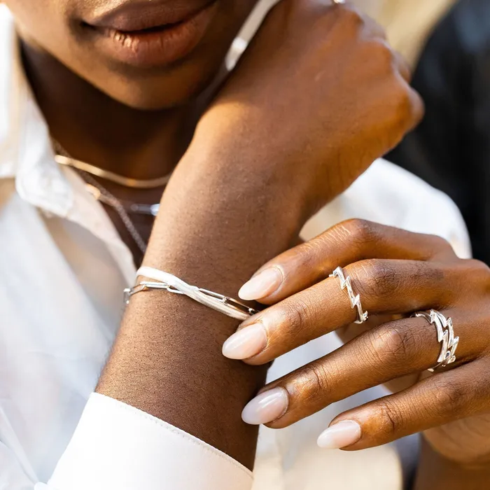 Rings Lily Charmed Silver Lightning Bolt Stacking Ring