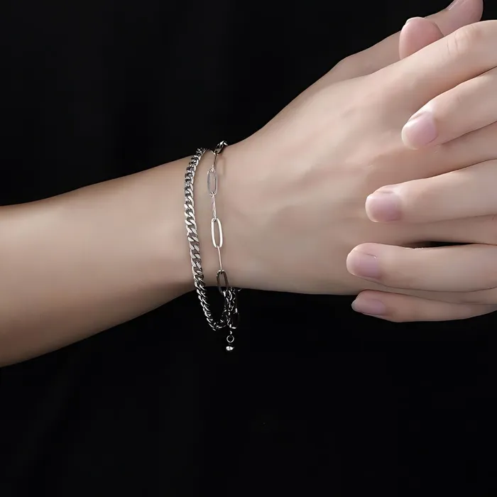 Rings Men Designer Dual Silver Chains