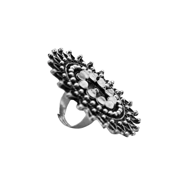 Rings Teejh Lavanya Silver Oxidized Ring Rings Teejh Lavanya Silver Oxidized Ring