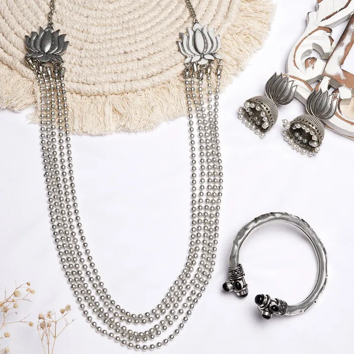 Rings Teejh Teejh Rakha Silver Oxidised Jewelry Gift Set