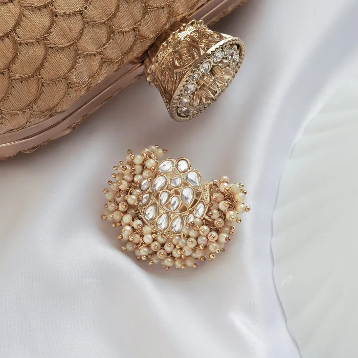 Rings Teejh Ushika Pearl and Polki Ring Teejh Rings Teejh Ushika Pearl and Polki Ring Teejh