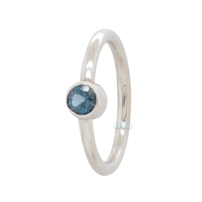 Round Fixed Bezel Seam Ring FBR in Gold with London Blue Topaz Body Vision BVLA Rings Round Fixed Bezel Seam Ring FBR in Gold with London Blue Topaz Body Vision BVLA Rings