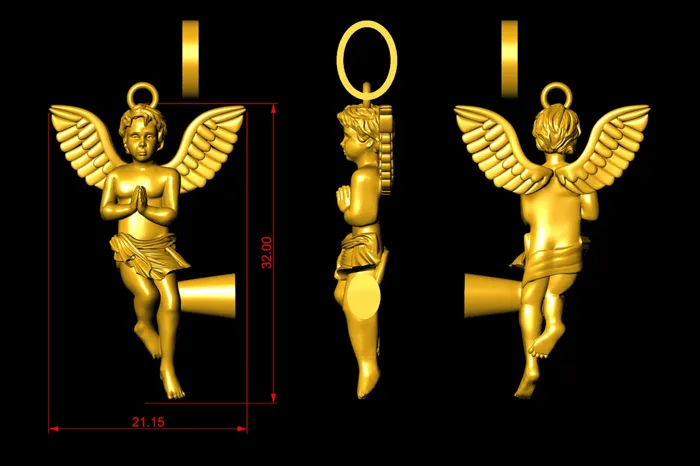 Saints Gold Gold Angel Pendant Necklaces