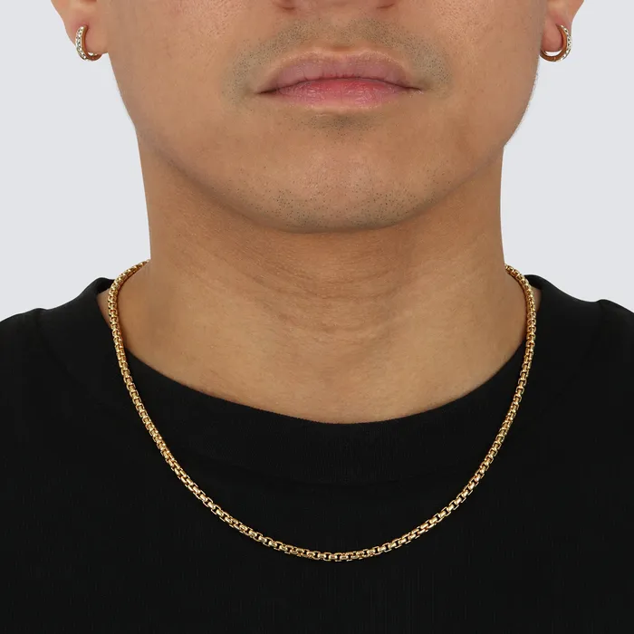 Saints Gold Necklaces 33MM Rounded Box Chain Saints Gold Necklaces 33MM Rounded Box Chain