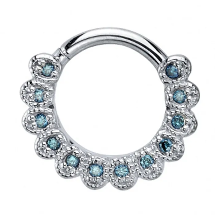 Santa Rosa Hinge Ring in Gold with Ocean Blue Diamonds Body Vision BVLA Rings