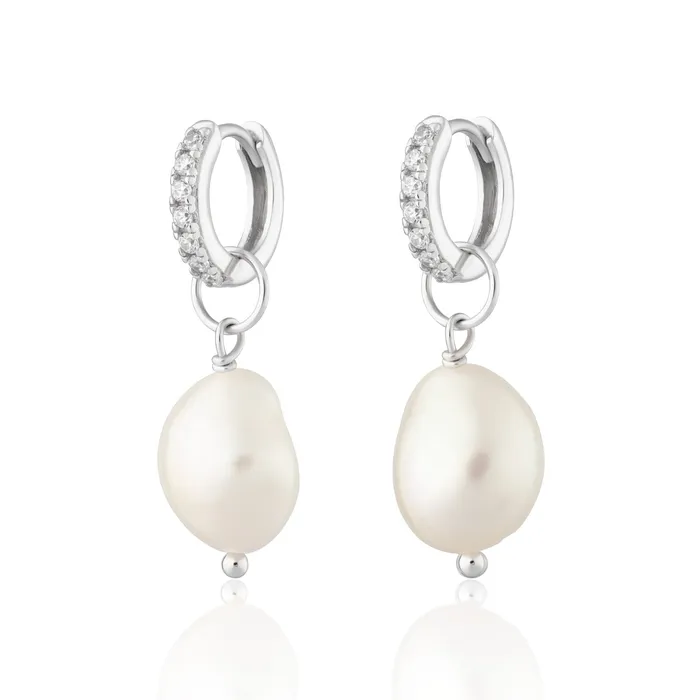 Scream Pretty Earrings Hannah Martin Sparkle Huggie Earrings with Baroque Pearls Scream Pretty Earrings Hannah Martin Sparkle Huggie Earrings with Baroque Pearls