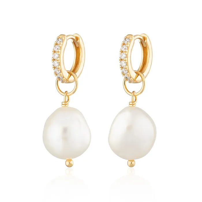 Scream Pretty Earrings Hannah Martin Sparkle Huggie Earrings with Baroque Pearls