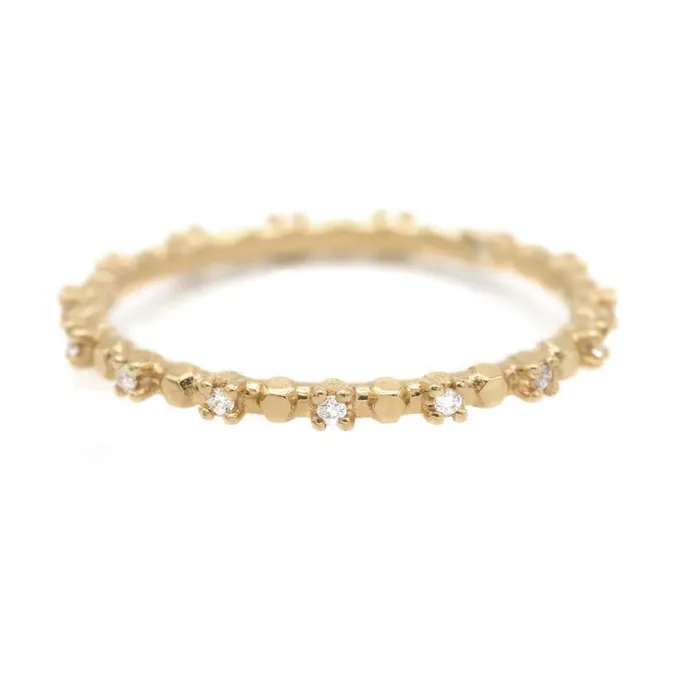 Simple Dots Faceted Ring in Gold with Gemstones Tawapa Rings