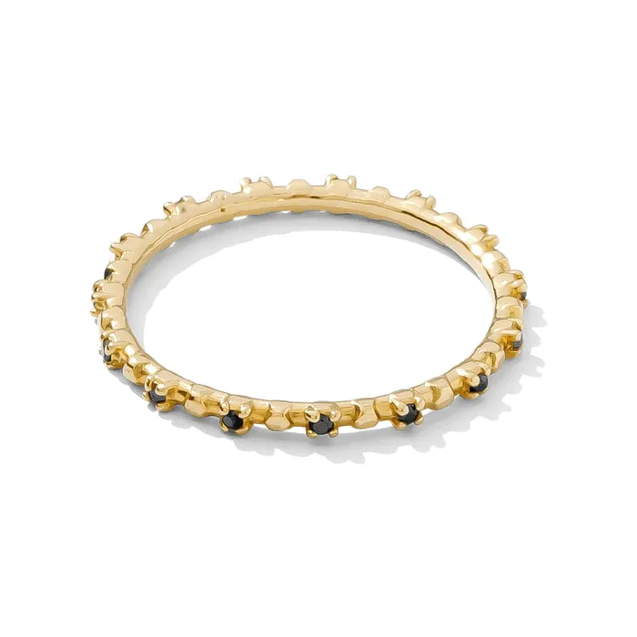 Simple Dots Faceted Ring in Gold with Gemstones Tawapa Rings
