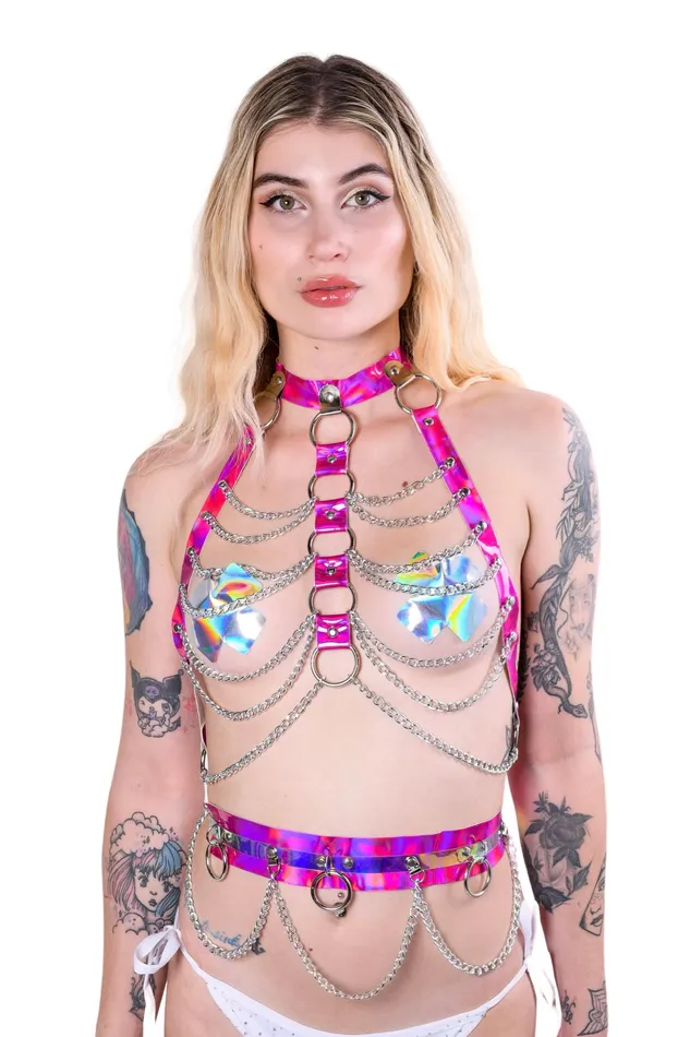 Space Hologram Harness Set Rose Pink 2 Pcs THE LUMi SHOP Earrings