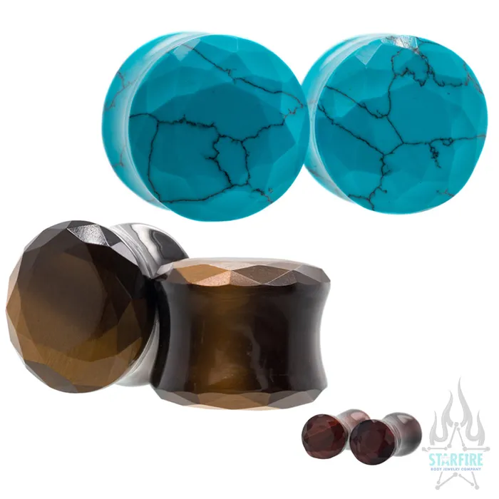 Tawapa Rings Faceted Stone Plugs