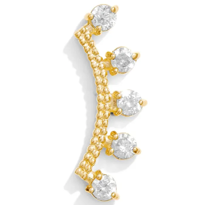 Tawapa threadless Isabella Pin in Gold with Gemstones Earrings