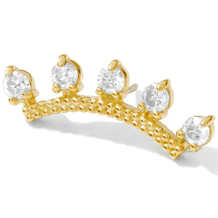 Tawapa threadless Isabella Pin in Gold with Gemstones Earrings