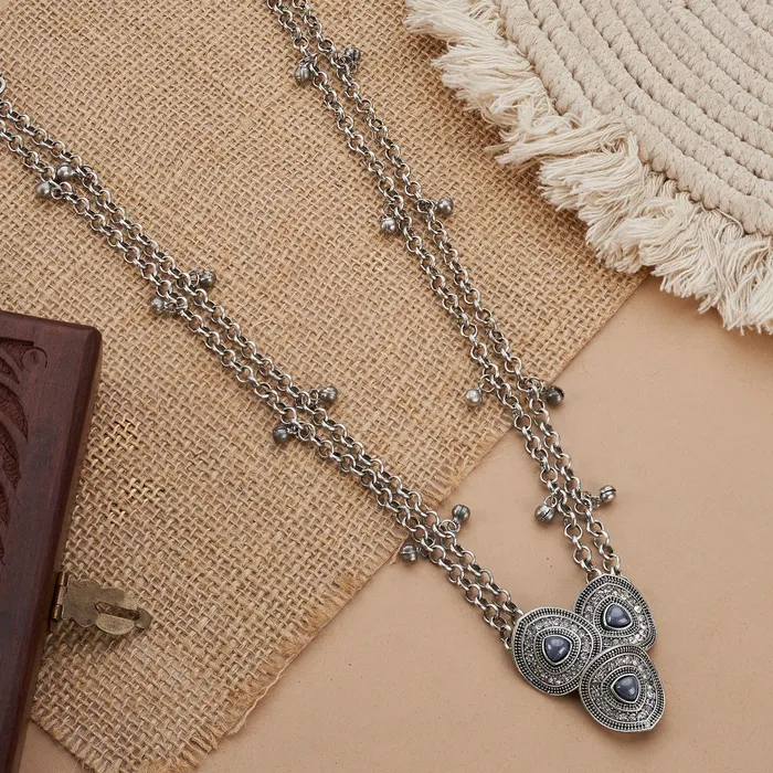 Teejh Anaira Silver Grey Necklace Teejh Necklaces