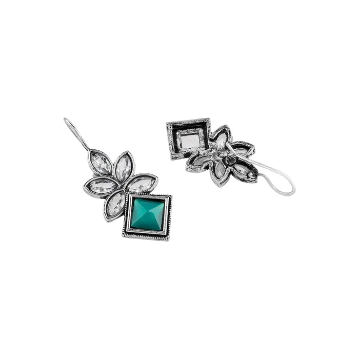 Teejh Aradhana Teal Silver Oxidised Earrings Teejh Earrings