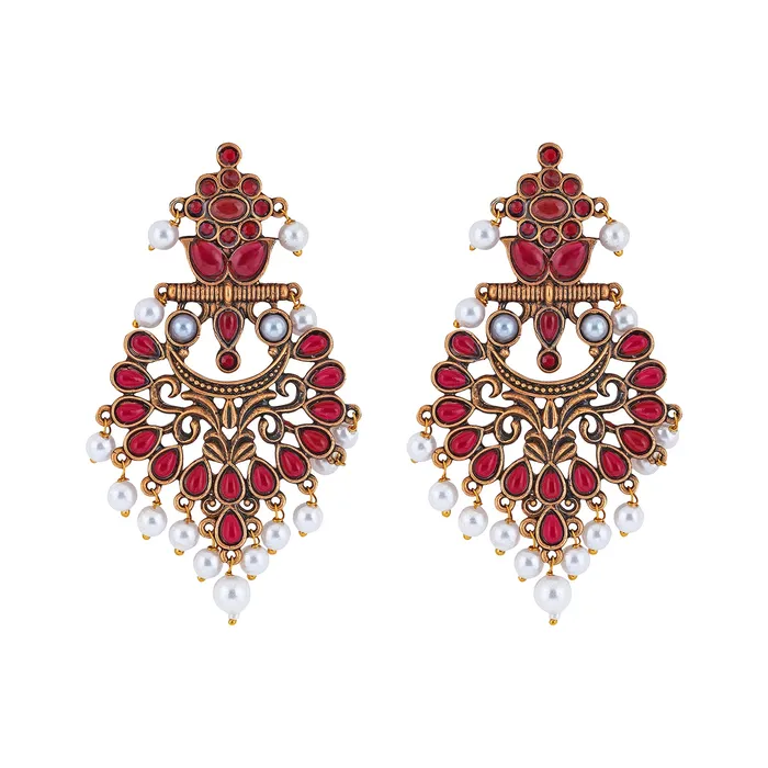 Teejh Earrings Teejh Rutuja Magenta Gold Enamel Earrings Teejh Earrings Teejh Rutuja Magenta Gold Enamel Earrings