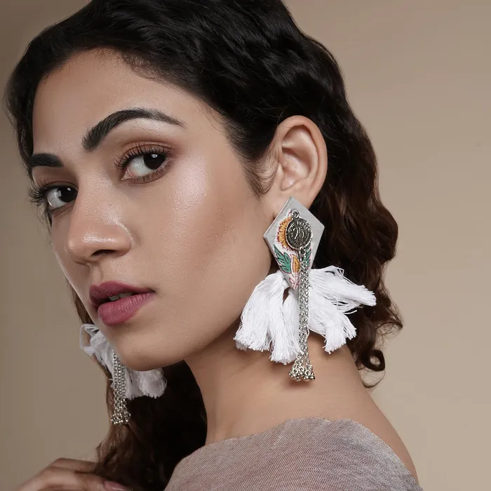 Teejh Earrings Teejh Vallari Grey Tassel Earring Teejh Earrings Teejh Vallari Grey Tassel Earring