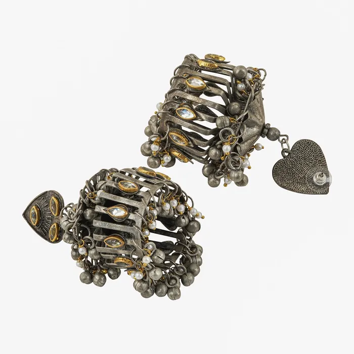Teejh Malvika Gold and Silver Oxidised Earring Teejh Earrings Teejh Malvika Gold and Silver Oxidised Earring Teejh Earrings