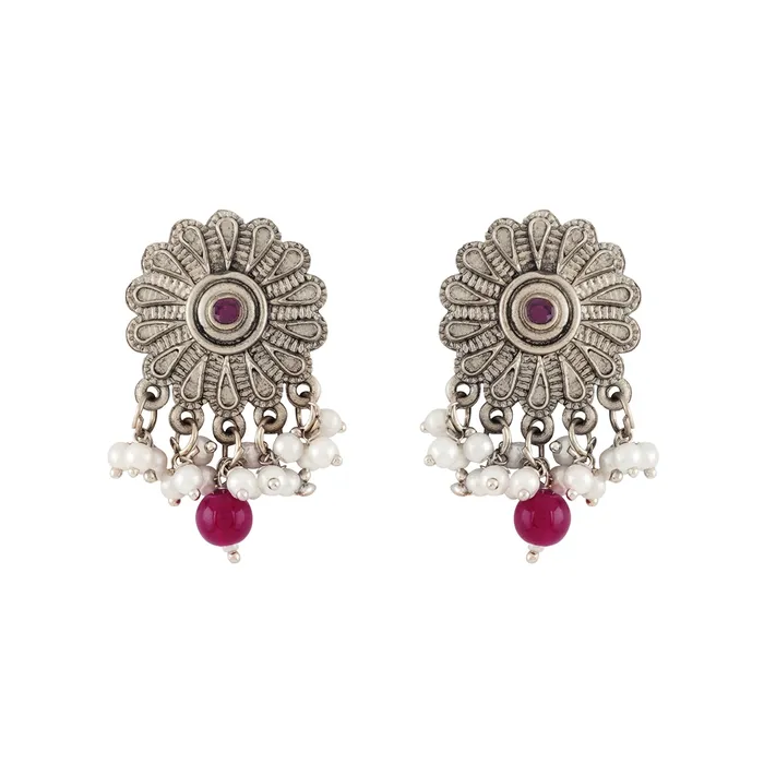 Teejh Necklaces Teejh Kashibai Silver Oxidised Necklace Set