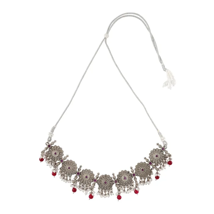 Teejh Necklaces Teejh Kashibai Silver Oxidised Necklace Set