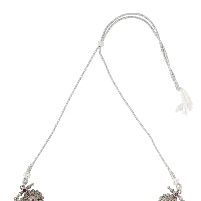 Teejh Necklaces Teejh Kashibai Silver Oxidised Necklace Set