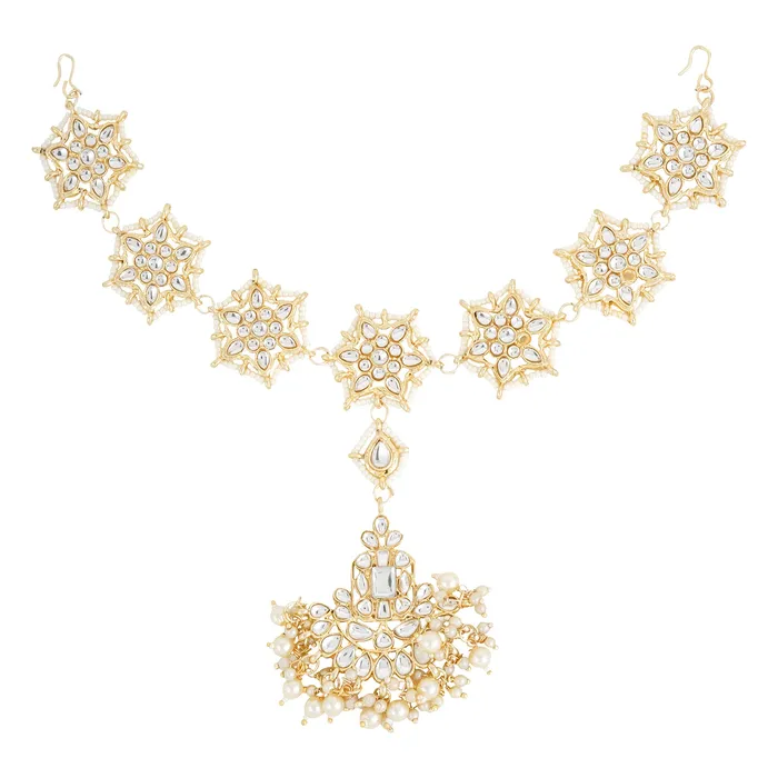 Teejh Necklaces Teejh Pihu Pearl and Polki Matha Patti Teejh Necklaces Teejh Pihu Pearl and Polki Matha Patti