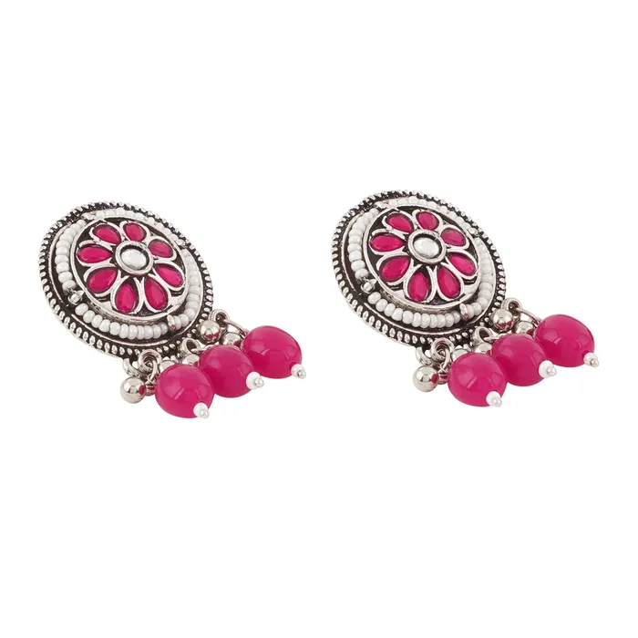 Teejh Necklaces Teejh Satyavati Silver Oxidised Ruby Necklace Set