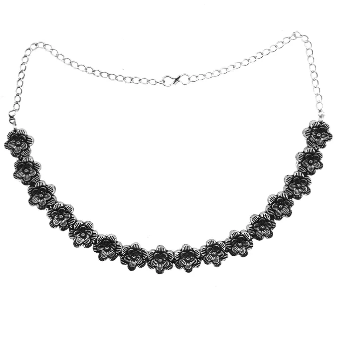 Teejh Necklaces Teejh Shachi Floral Metallic Necklace Set Teejh Necklaces Teejh Shachi Floral Metallic Necklace Set