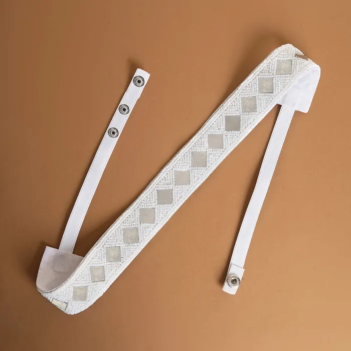 Teejh Rings Teejh Kahani Bead Mirror White Belt