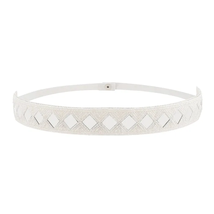 Teejh Rings Teejh Kahani Bead Mirror White Belt