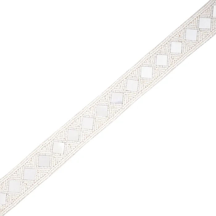 Teejh Rings Teejh Kahani Bead Mirror White Belt