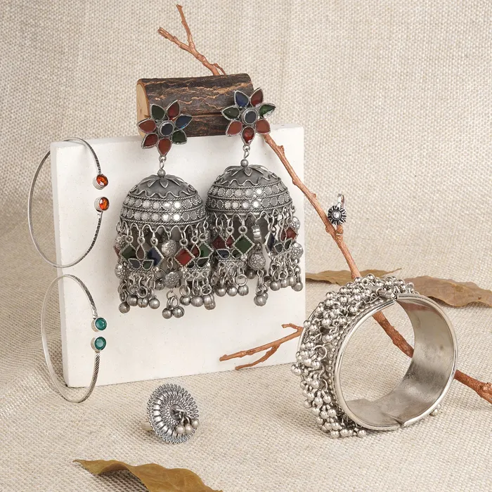 Teejh Rings Teejh Kaveripattinam Oxidised Silver Jewellery Gift Set