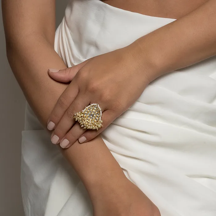 Teejh Rings Teejh Rachana Pearl and Polki Ring