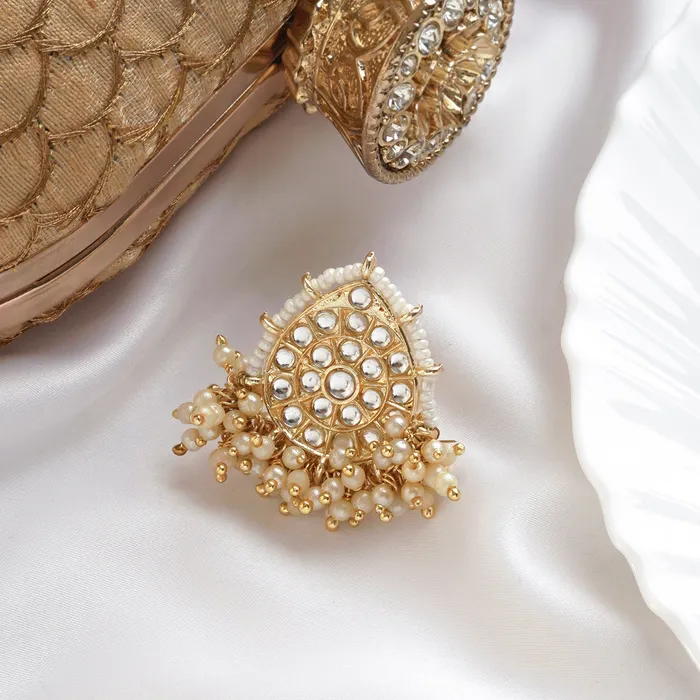 Teejh Rings Teejh Rachana Pearl and Polki Ring Teejh Rings Teejh Rachana Pearl and Polki Ring