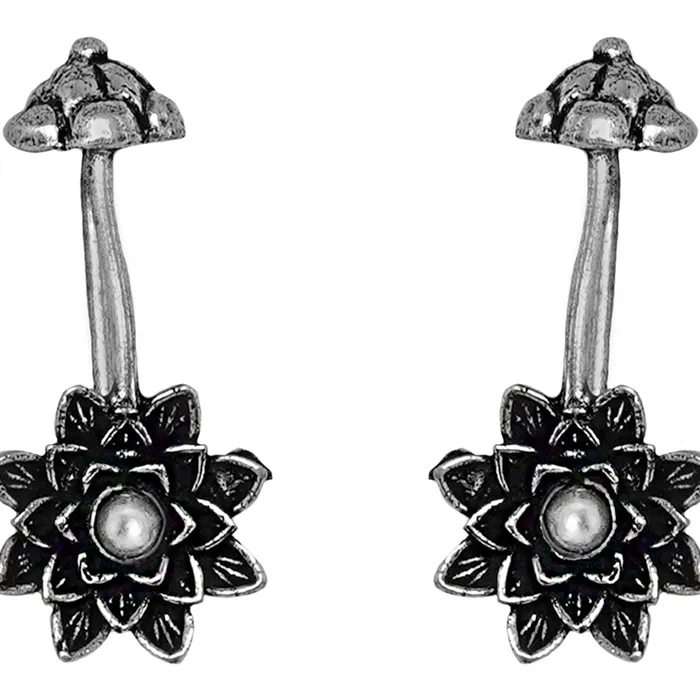 Teejh Rings Teejh Ridhima White Stone Silver Oxidsed Clip On Bugadi Teejh Rings Teejh Ridhima White Stone Silver Oxidsed Clip On Bugadi