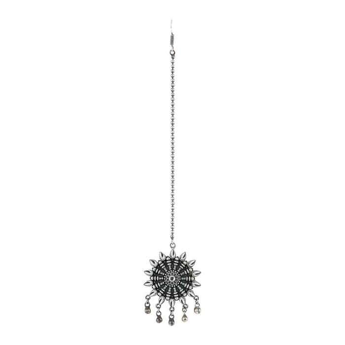 Teejh Rings Teejh Tarini Silver Oxidised Maang Tika Teejh Rings Teejh Tarini Silver Oxidised Maang Tika