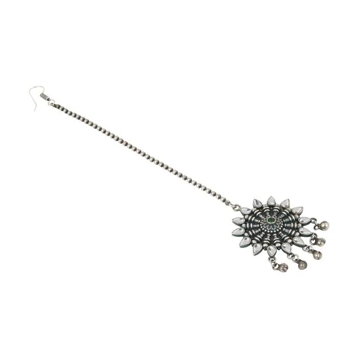 Teejh Rings Teejh Tarini Silver Oxidised Maang Tika Teejh Rings Teejh Tarini Silver Oxidised Maang Tika