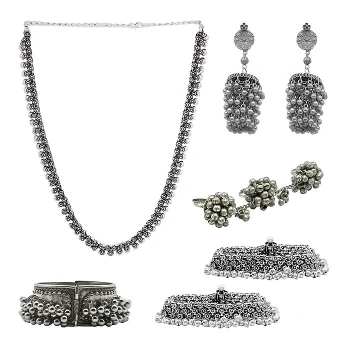 Teejh Srirangam Oxidised Silver Jewellery Gift Set Teejh Rings