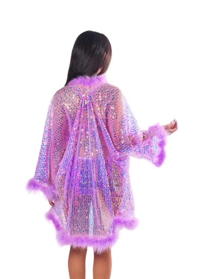 THE LUMI SHOP Earrings Fuzzy Sequin Kimono Lavender Dreams