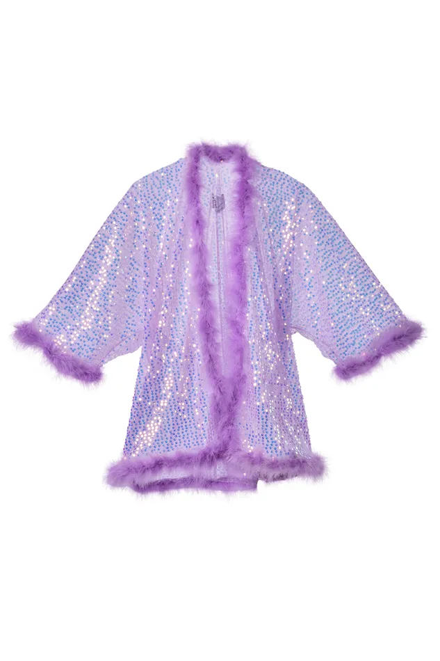 THE LUMI SHOP Earrings Fuzzy Sequin Kimono Lavender Dreams