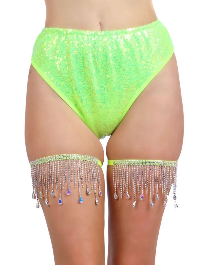 THE LUMI SHOP Earrings Neon Green AB Rhinestone Leg Wrap Pair 2 pcs