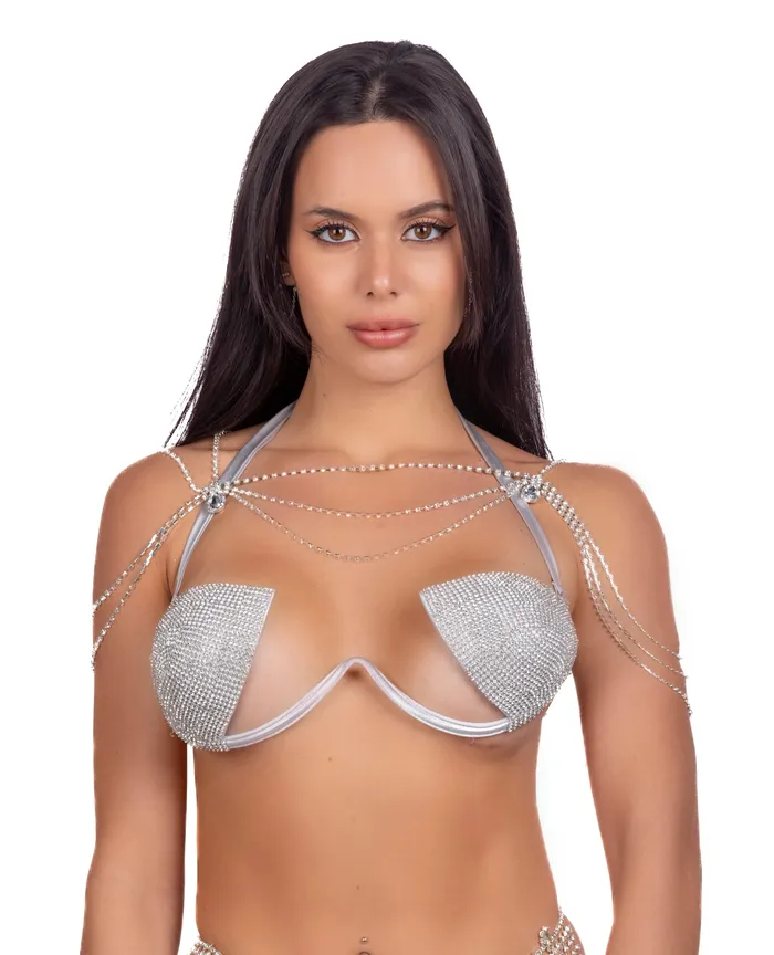 THE LUMI SHOP Silver Icon Rhinestone Top Rings