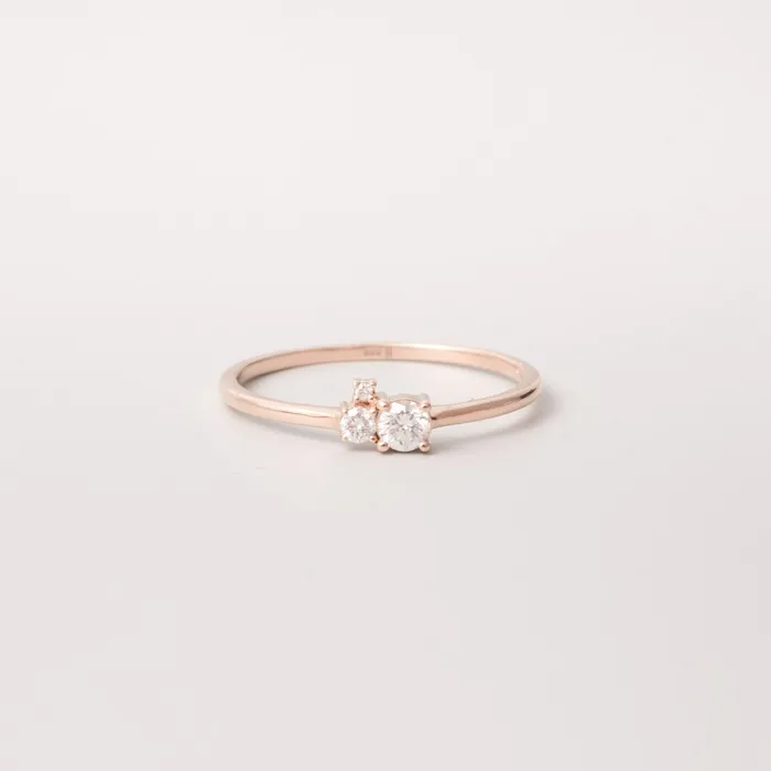 the trio engagement ring solid gold fejn PWD Rings