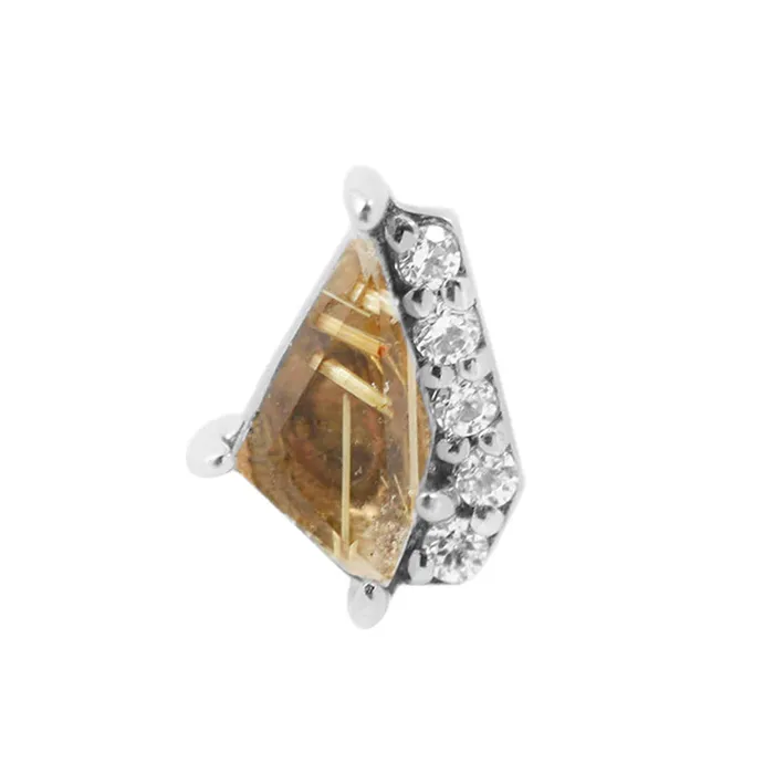 threadless Elevate End in Gold with Rutilated Quartz CZs Buddha Jewelry Organics Earrings