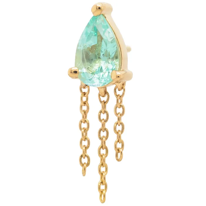 threadless Veronika Pear End with Chains in Gold with Faceted Green Beryl Modern Mood Necklaces threadless Veronika Pear End with Chains in Gold with Faceted Green Beryl Modern Mood Necklaces