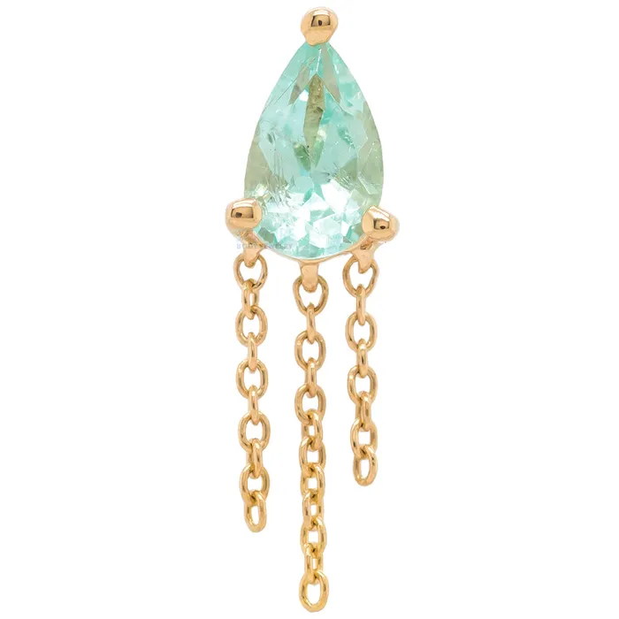 threadless Veronika Pear End with Chains in Gold with Faceted Green Beryl Modern Mood Necklaces