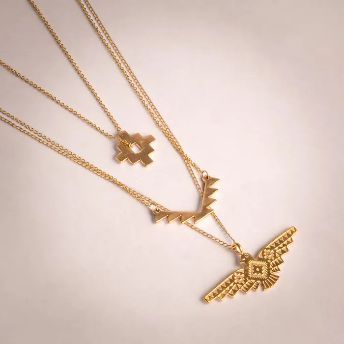 Turquoise Skies Necklaces SkyWeaver Gold Thunderbird Pendant