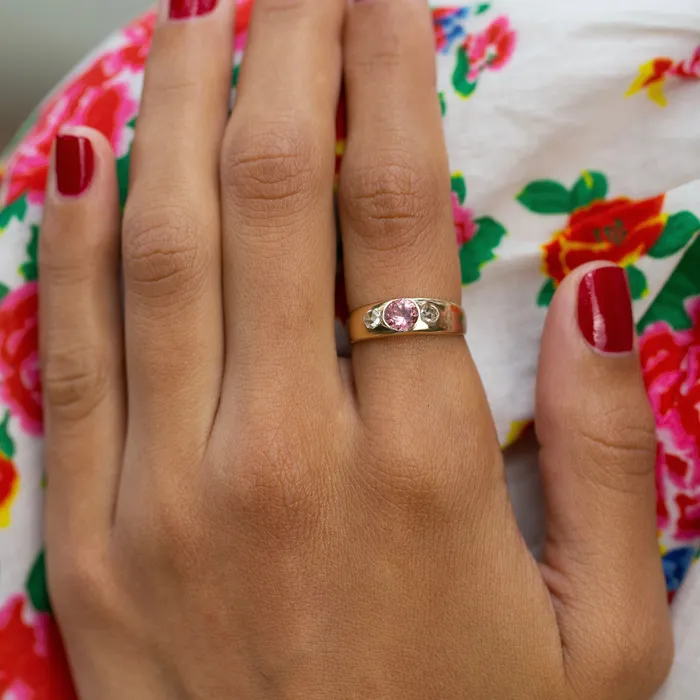 Victorian Pink Tourmaline Diamond and 14k Gold Ring Antique Rings
